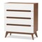 Baxton Studio Calypso Mid-Century White and Walnut Wood 4-Drawer Storage Chest 137-7500 - alternate 1